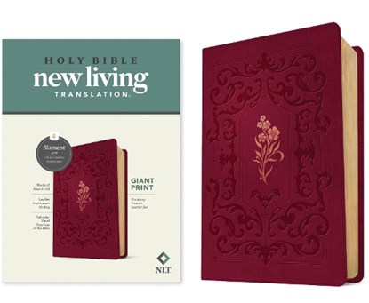 NLT Giant Print Bible, Filament Enabled (Leatherlike, Cranberry Flourish, Red Letter), New Living Translation - Gebonden - 9781496482297