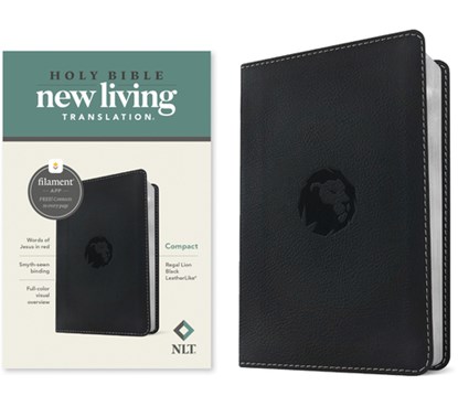 NLT Compact Bible, Filament Enabled (Leatherlike, Regal Lion Black, Red Letter), Tyndale - Gebonden - 9781496486714