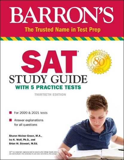 Barron's SAT Study Guide with 5 Practice Tests, Sharon Weiner Green ; Ira K. Wolf ; Brian W. Stewart - Paperback - 9781506258027