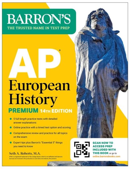 AP European History Premium, Fourteenth Edition: Prep Book with 5 Practice Tests + Comprehensive Review + Online Practice (2026), Seth A. Roberts - Paperback - 9781506296555