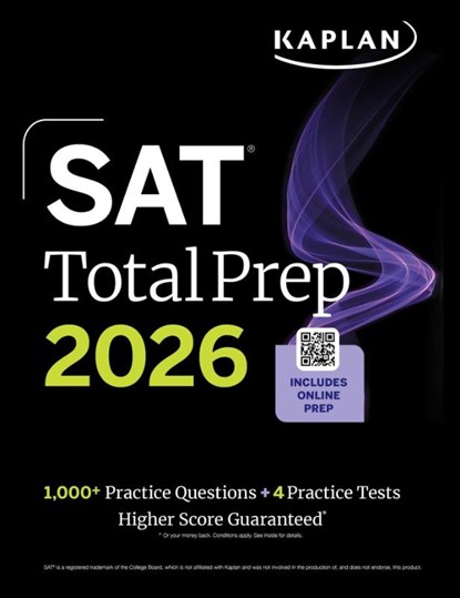 SAT Total Prep 2026: Includes 4 Full Length Practice Tests, 1,100+ Practice Questions + 1 Year Access to Online Quizzes and Video Lessons and Tutorials, Kaplan Test Prep - Paperback - 9781506297576