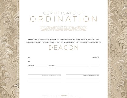 Certificate of Ordination for Deacon - Flat Opaque (Package, Broadman Church Supplies Staff - Losbladig - 9781535999304