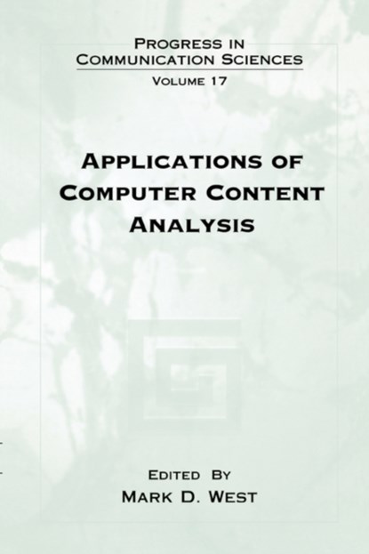 Applications of Computer Content Analysis, Mark D. West - Paperback - 9781567505054