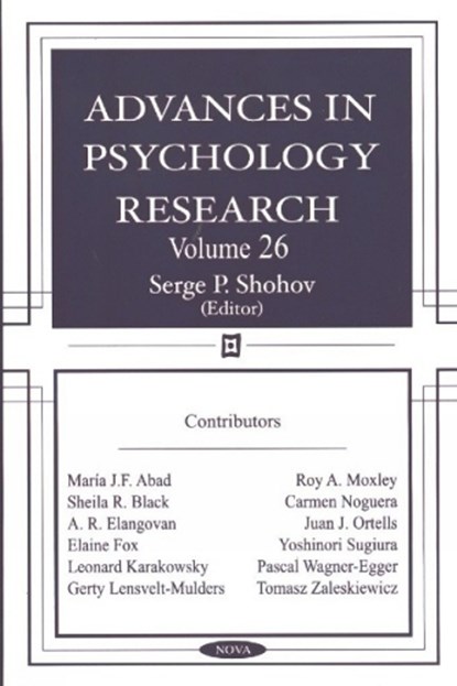 Advances in Psychology Research, SHOHOV,  Serge P - Gebonden - 9781590337981