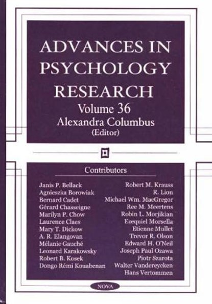 Advances in Psychology Research, COLUMBUS,  Alexandra - Gebonden - 9781594542558