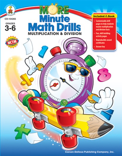 More Minute Math Drills, Grades 3 - 6: Multiplication and Division, Carson Dellosa Education - Paperback - 9781604180367