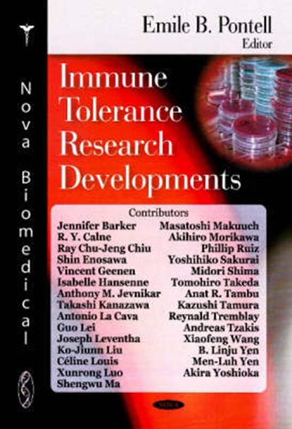 Immune Tolerance Research Developments, PONTELL,  Emile B - Gebonden - 9781604562095