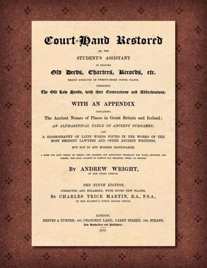 Court-Hand Restored [1879], Andrew Wright - Paperback - 9781616196899