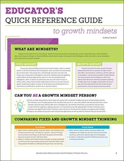 Educator's Quick Reference Guide to Growth Mindsets, Mary Cay Ricci - Paperback - 9781618217912