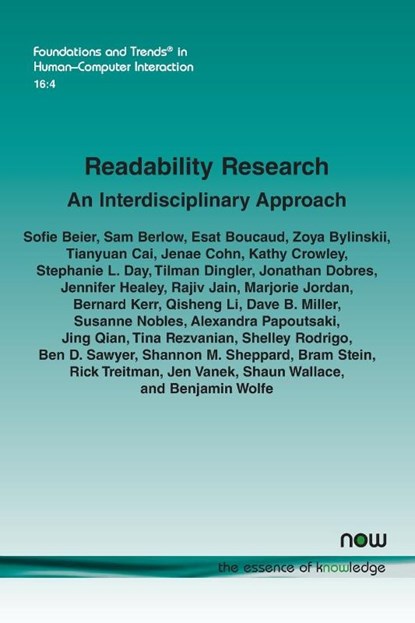 Readability Research, Sofie Beier ; Sam Berlow ; Esat Boucaud - Paperback - 9781638281306