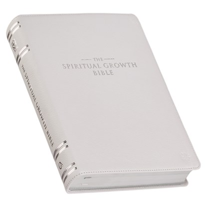 The Spiritual Growth Bible, Study Bible, NLT - New Living Translation Holy Bible, Premium Full Grain Leather, White, Christianart Gifts - Gebonden - 9781639521241