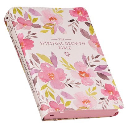 The Spiritual Growth Bible, Study Bible, NLT - New Living Translation Holy Bible, Faux Leather, Pink Purple Printed Floral, Christianart Gifts - Gebonden - 9781639521272