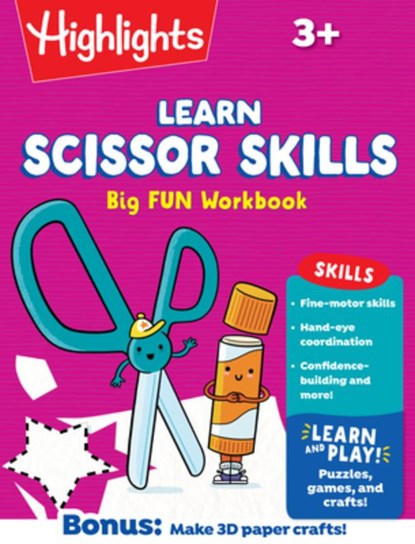 Learn Scissor Skills Big Fun Workbook: Practice Scissor Skills, Cutting and Pasting, Shapes and More, Preschool Cutting Activity Book with Puzzles and, Highlights - Paperback - 9781639624072