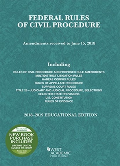 Federal Rules of Civil Procedure, Educational Edition, 2018-2019, Publisher's Editorial Staff - Paperback - 9781640209343