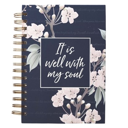Inspirational Spiral Journal Notebook for Women It Is Well Navy Blue Floral Wire Bound W/192 Ruled Pages, Large Hardcover, with Love, Christian Art Gifts Inc - Gebonden - 9781642722543