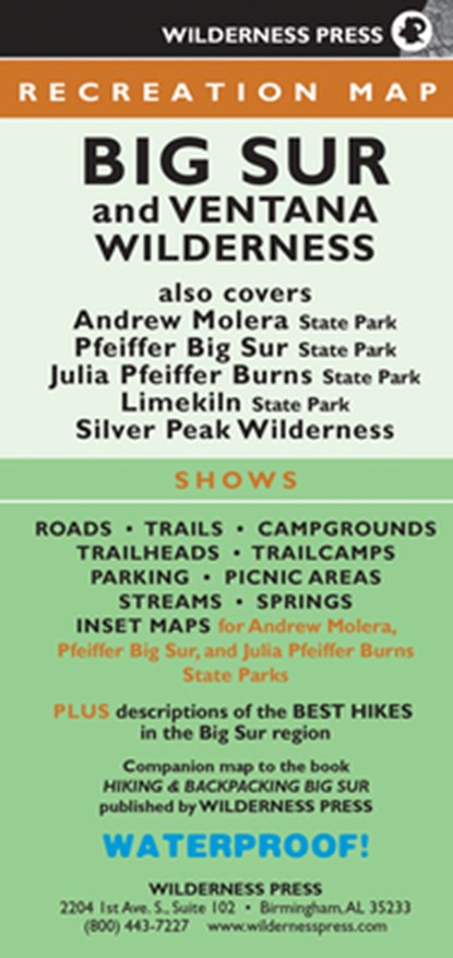 Big Sur and Ventana Wilderness Recreation Map, Wilderness Press - Gebonden - 9781643590370