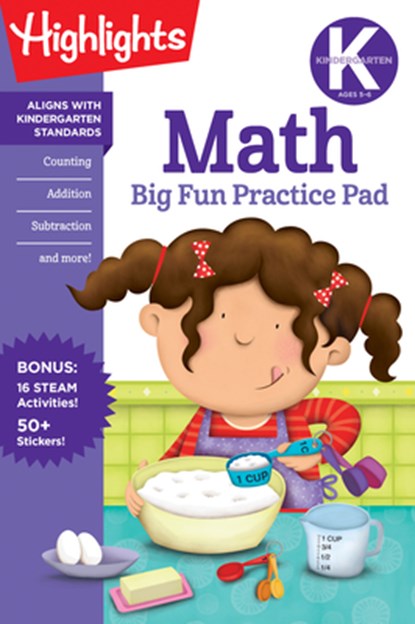 Kindergarten Math Big Fun Practice Pad, Highlights Learning - Paperback - 9781644722992