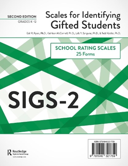 Scales for Identifying Gifted Students (SIGS-2), Gail R. Ryser ; Kathleen McConnell ; Laila Y. Sanguras ; Todd Kettler - Losbladig - 9781646321759