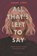 All That's Left to Say, Emery Lord - Gebonden - 9781681199412