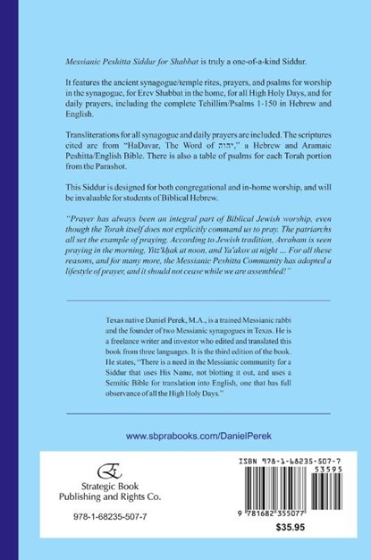Messianic Peshitta Siddur for Shabbat, Daniel Perek M a - Gebonden - 9781682355077