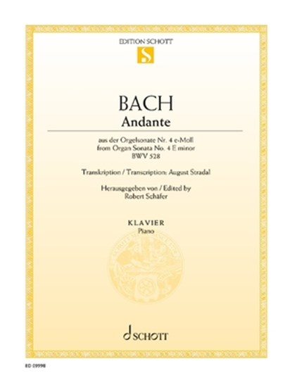 Bach, J: Andante from Organ Sonata No. 4 E Minor Bwv 528 for, Johann Sebastan Bach - Paperback - 9781705171820