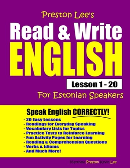 Preston Lee's Read & Write English Lesson 1 - 20 For Estonian Speakers, Matthew Preston - Paperback - 9781710148909