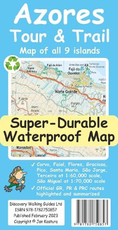 Azores Tour & Trail Super-Durable Map (2nd edition), Jan Kostura - Gebonden - 9781782750857