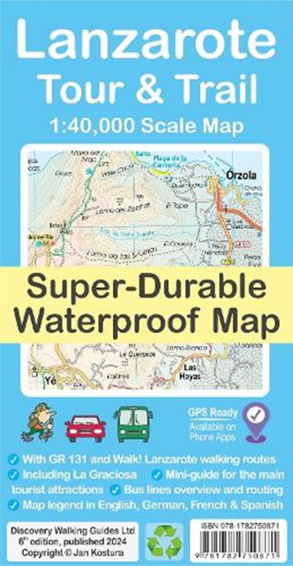 Lanzarote Tour & Trail Map, Jan Kostura - Paperback - 9781782750871