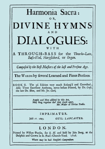 Harmonia Sacra or Divine Hymns and Dialogues with a Through-Bass for the Theorbo-Lute, Bass Viol, Harpsichord, or Organ, Henry Purcell ; Robert King ; Daniel Purcell - Paperback - 9781904331629