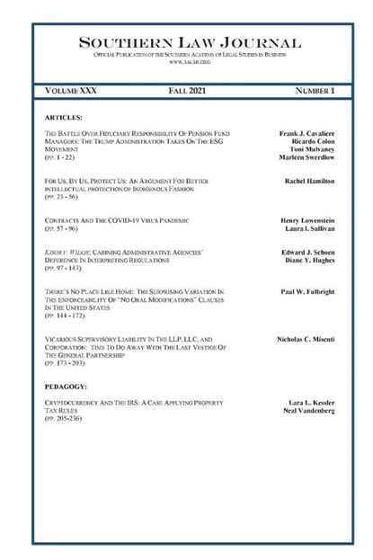 Southern Law Journal Fall 2021, Diana Brown ; Laura Sullivan - Paperback - 9781955581219