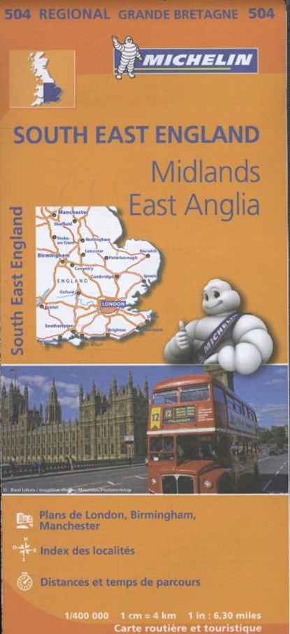 Michelin Wegenkaart 504 Engeland Zuidoost Midlands, East Anglia, Michelin - Paperback - 9782067183322