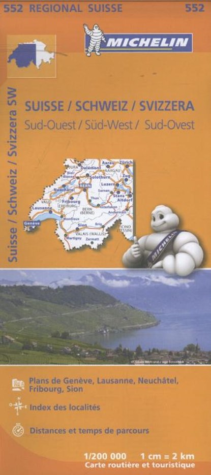 Michelin Wegenkaart 552 Zwitserland Zuidwest, niet bekend - Paperback - 9782067183735