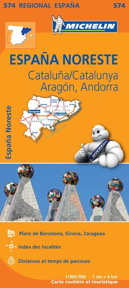 Michelin Wegenkaart 574 Spanje Noordoost - Catalunya, Aragón, Andorra, Michelin - Paperback - 9782067184220