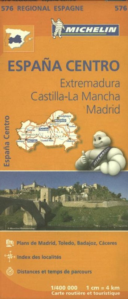 Michelin Wegenkaart 576 Spanje Midden - Extremadura, Castilla-La Mancha, Michelin - Paperback - 9782067184329