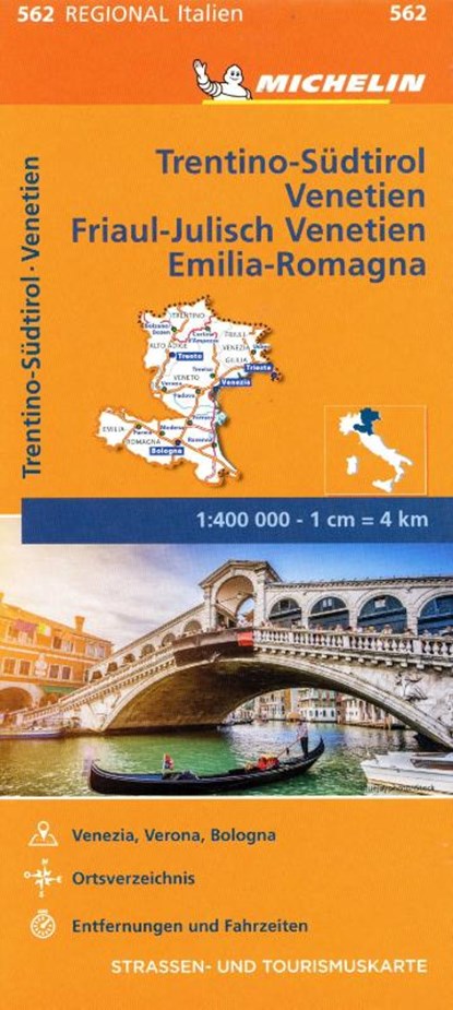 Michelin Trentino-Südtirol,Venetien, Friaul-Julisch Venetien, Emilia Romagna. Straßen- und Tourismuskarte 1:400.000, niet bekend - Gebonden - 9782067228467