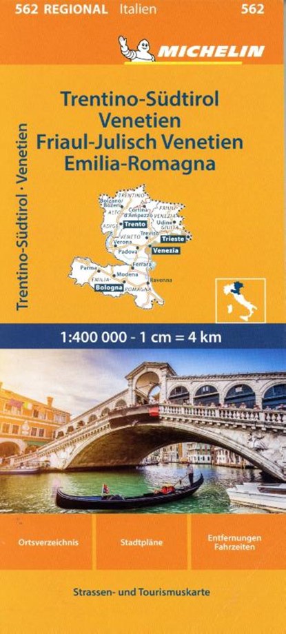 Michelin Trentino-Südtirol,Venetien, Friaul-Julisch Venetien, Emilia Romagna. Straßen- und Tourismuskarte 1:400.000, niet bekend - Gebonden - 9782067228467