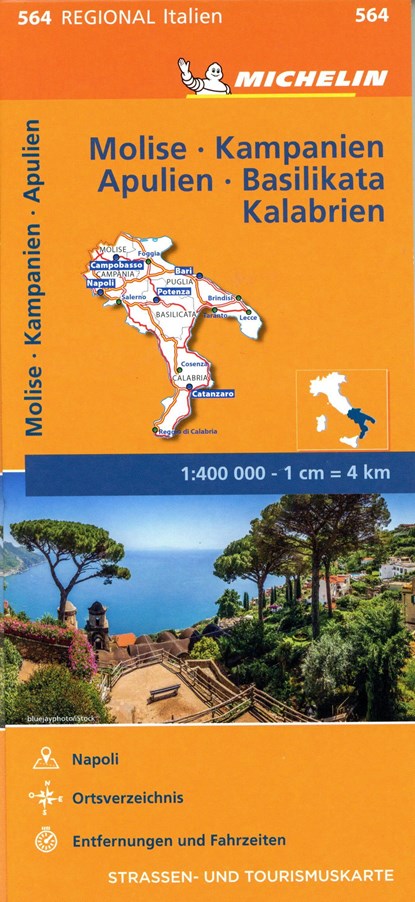 Michelin Molise, Kampanien, Apulien, Basilikata, Kalabrien. Straßen- und Tourismuskarte 1:400.000, niet bekend - Paperback - 9782067228481