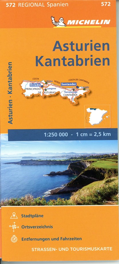 Michelin Asturien, Kantabrien. Straßen- und Tourismuskarte 1:250.000, Michelin - Paperback - 9782067228504