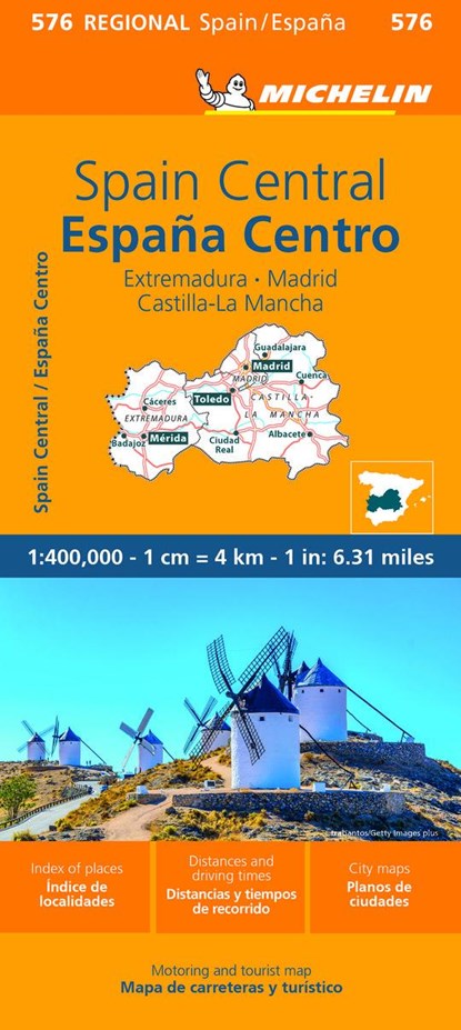 Spain Central, Extremadura, Castilla-La Mancha, Madrid - Michelin Regional Map 576, Michelin - Overig - 9782067259034