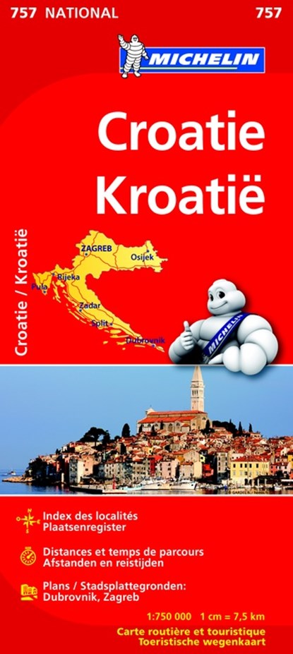 Michelin Wegenkaart 757 Kroatië, niet bekend - Gebonden - 9782067259126