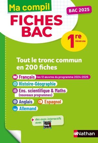 Toutes les matières du tronc commun Première - Ma Compil fiches BAC - Bac 2025- Français, Histoire-Géographie, Enseignement scientifique, Anglais, Espagnol, Allemand 1re - EPUB, Anne Cassou-Noguès ; Séléna Hébert ; Elsa Jollès ; Delphine Fradet ; Fredéric Fouletier ; Pascal Jézéquel ; Laetitia Benbassat ; Evelyne Soumah ; Johann Protais ; Alain Rajot ; Christian Camara ; Nicolas Coppens ; Claudine Gaston ; Karine Marteau-Bazouni  - Ebook - 9782095041120