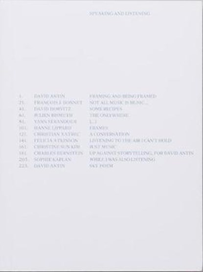 Speaking And Listening, David Antin - Paperback - 9782365820288