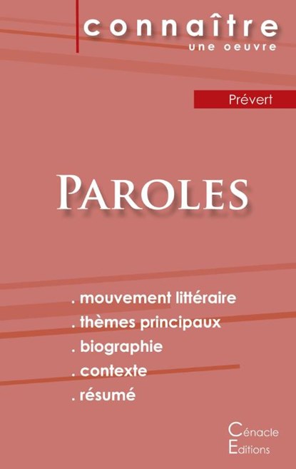 Fiche de lecture Paroles de Prevert (Analyse litteraire de reference et resume complet), Jacques Prevert - Paperback - 9782367887456