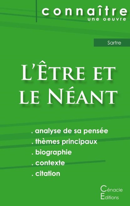 Fiche de lecture L'Etre et le Neant de Jean-Paul Sartre (Analyse philosophique de reference et resume complet), Jean-Paul Sartre - Paperback - 9782367889603