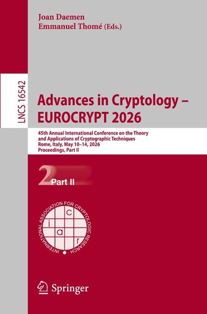 Advances in Cryptology – EUROCRYPT 2026, Joan Daemen ; Emmanuel Thome - Paperback - 9783032253163