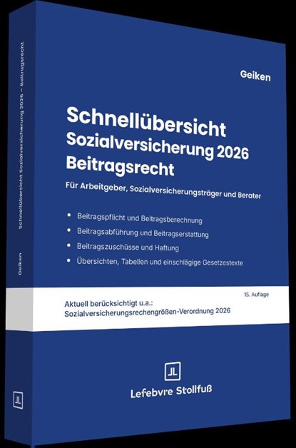 Schnellübersicht Sozialversicherung 2026 Beitragsrecht, Manfred Geiken - Paperback - 9783083145141