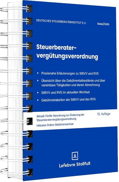 Steuerberatervergütungsverordnung, Deutsches Steuerberaterinstitut e. V. - Paperback - 9783083710141