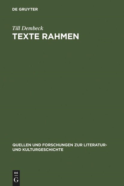 Texte rahmen, Till Dembeck - Gebonden - 9783110196023