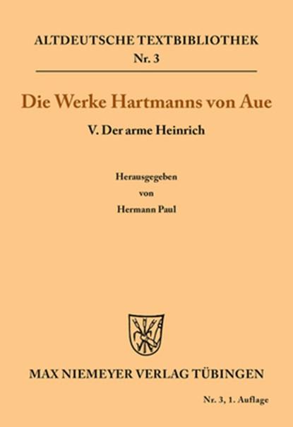 Der arme Heinrich, Hartmann Von Aue - Paperback - 9783110482591