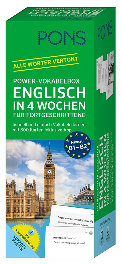 PONS Power-Vokabelbox Englisch in 4 Wochen für Fortgeschrittene, niet bekend - Paperback - 9783125629967